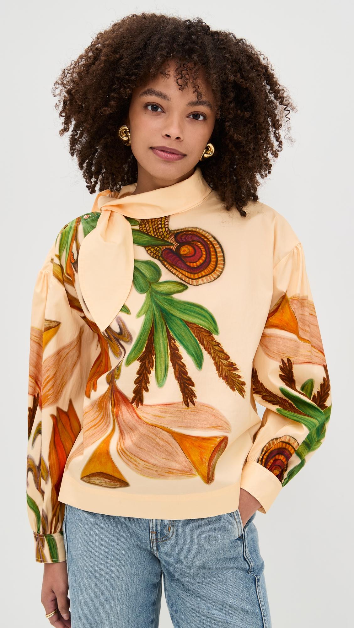 pastel long sleeve silk blouse