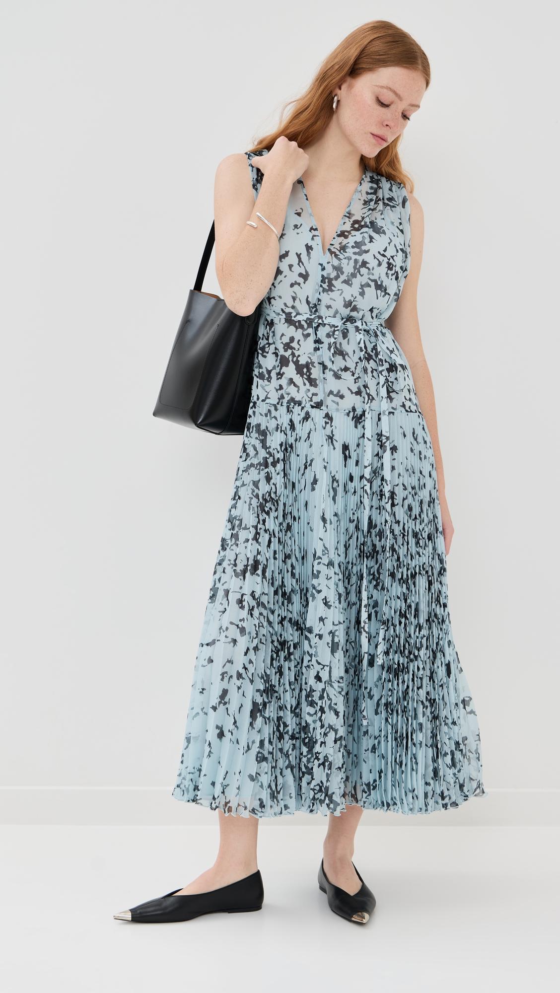 pat dress in printed crinkle chiffon