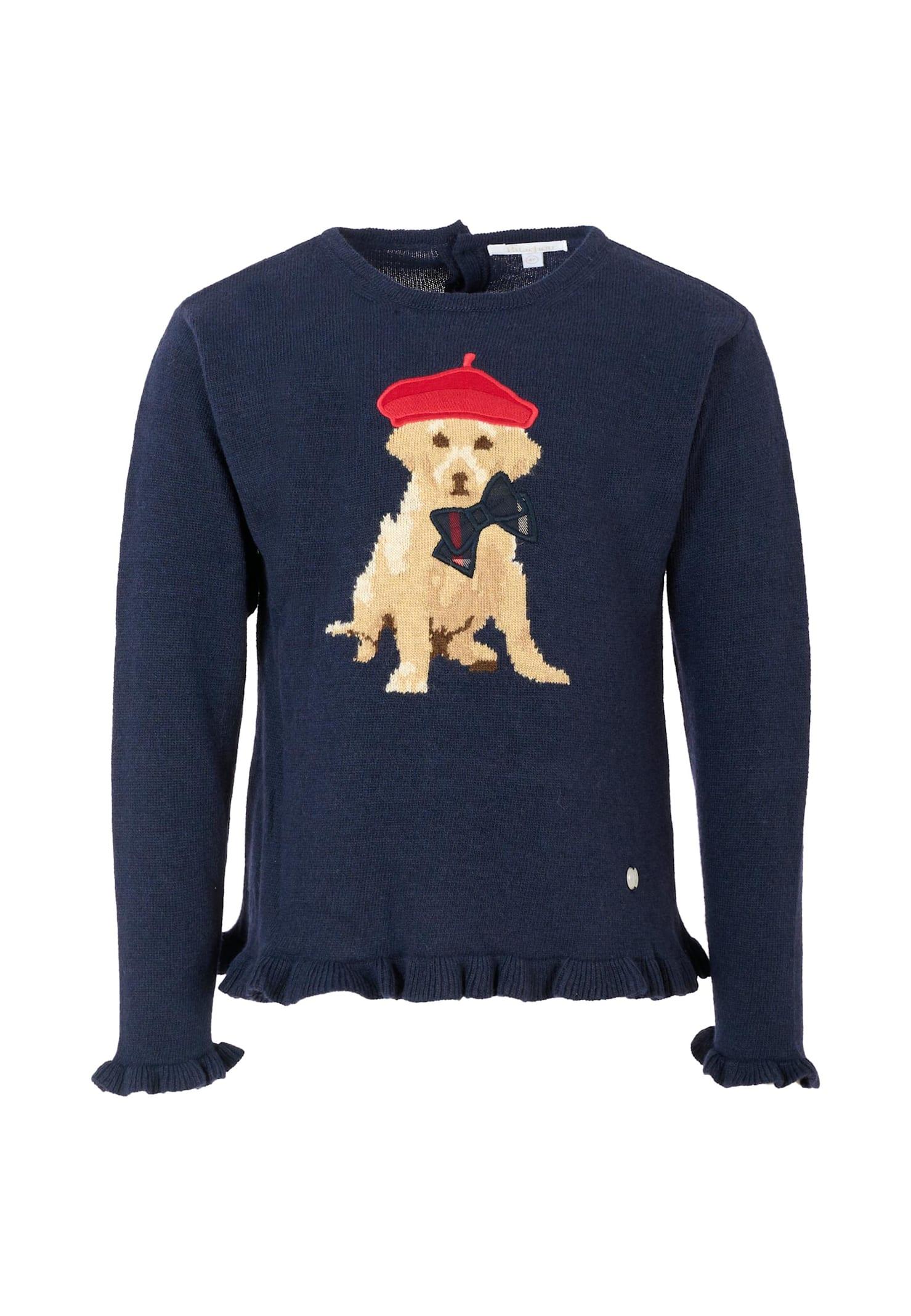 patachou blue sweater for girl with dog