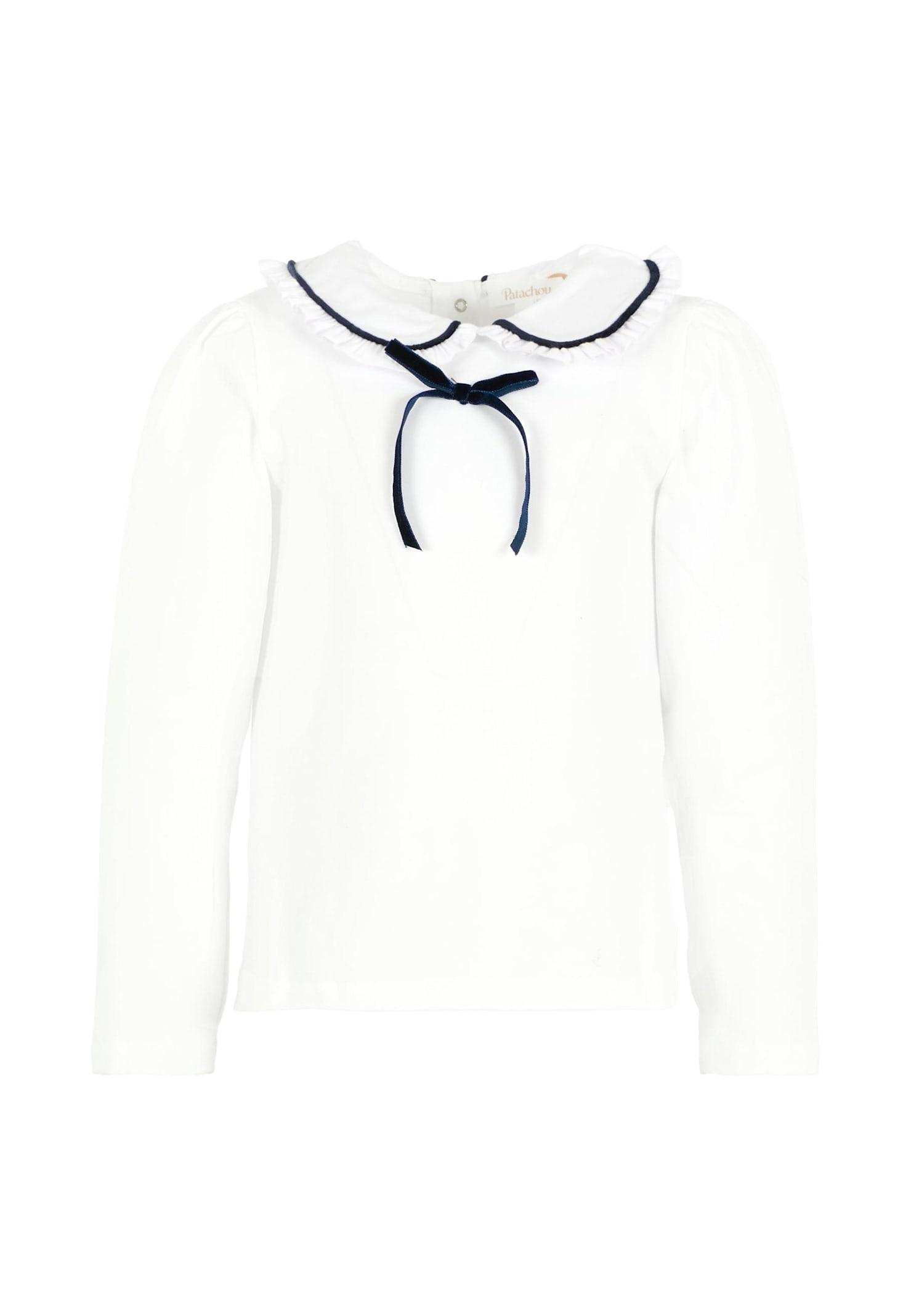 patachou white t-shirt for girl with bow