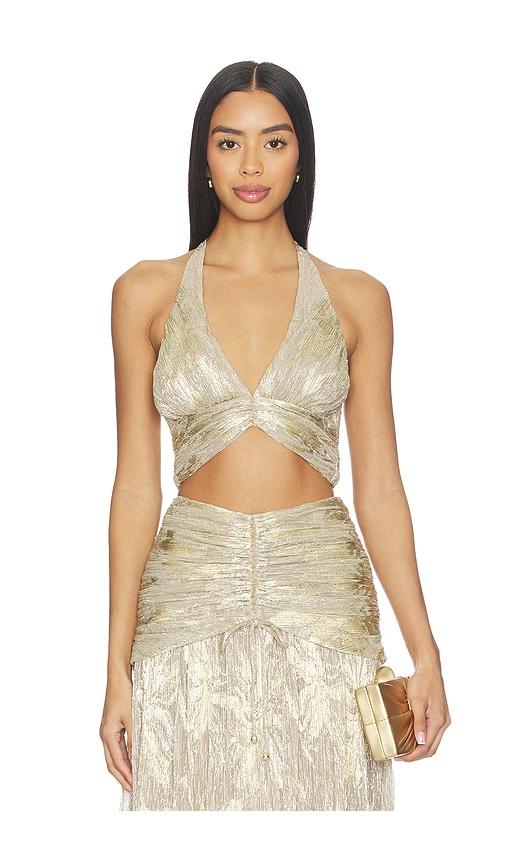 patbo golden dust lurex top in metallic gold.