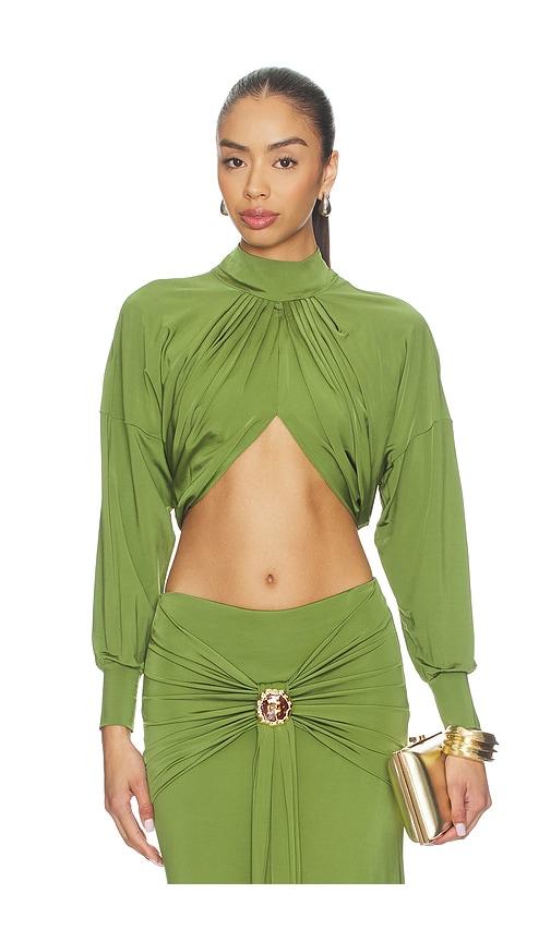 patbo intensity jersey cut out top in green.