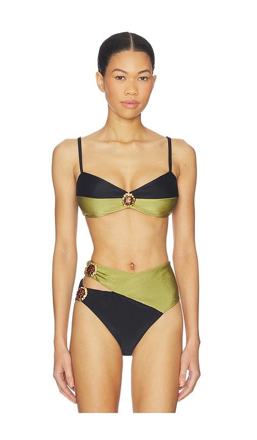 patbo jade underwire bikini top in olive,black.