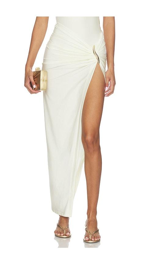 patbo martina maxi skirt in white.