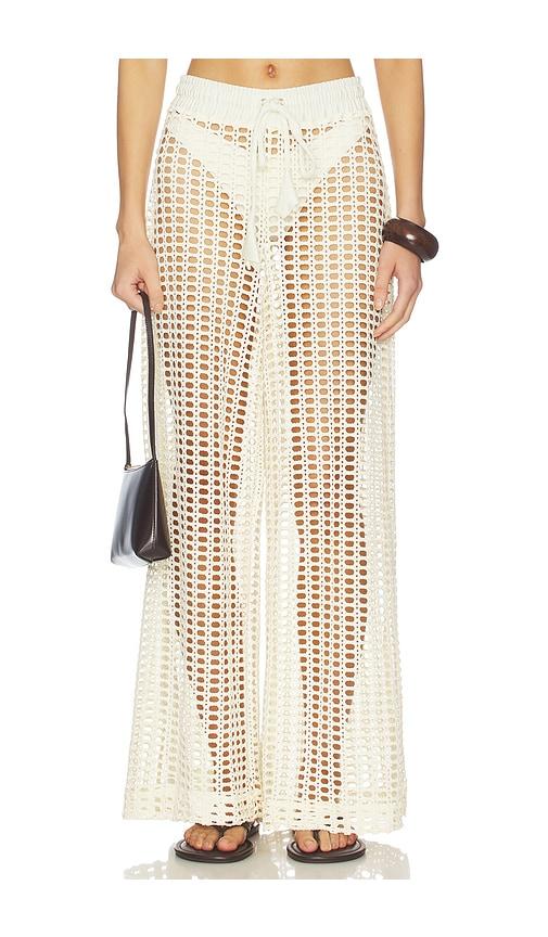 patbo selene mesh pant in cream.