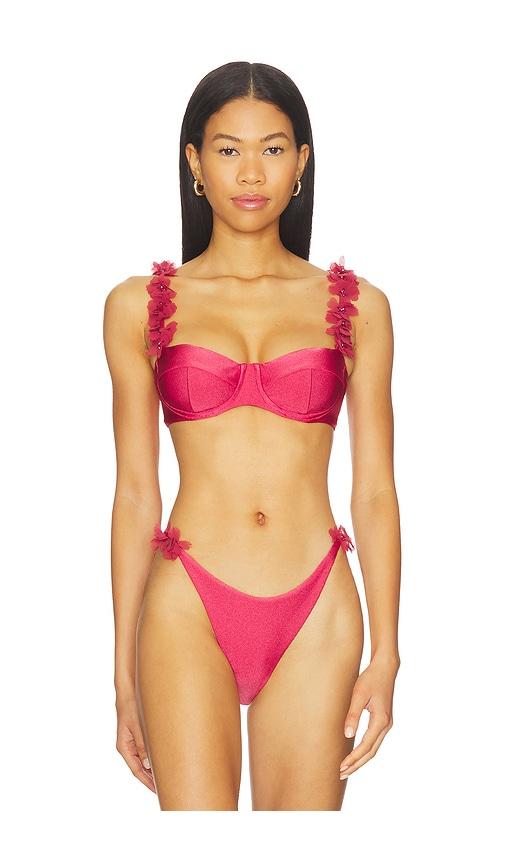 patbo sunstone underwire bikini top in fuchsia.