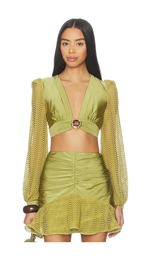 patbo wave top in green.