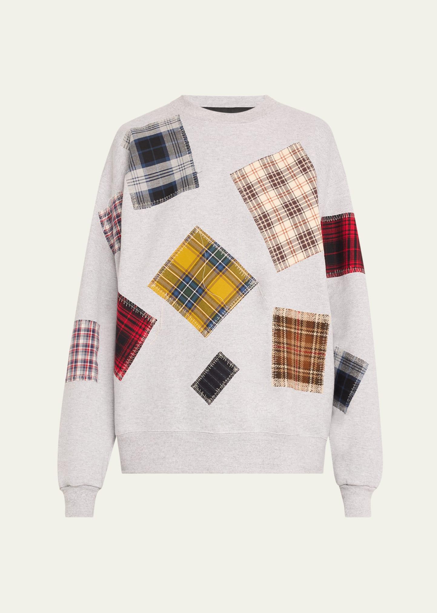 patch happy crewneck sweater