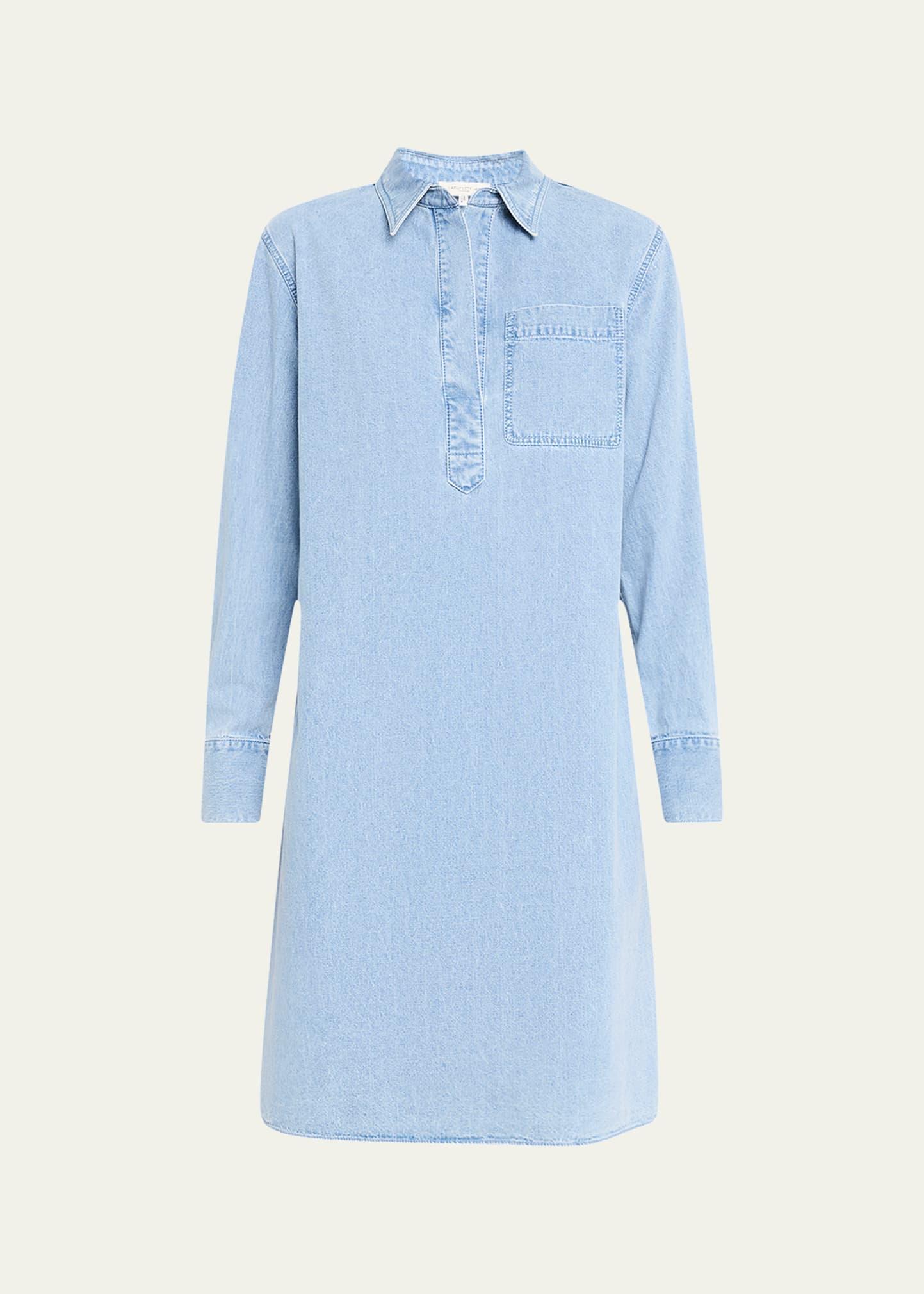 patch pocket denim popover shirtdress