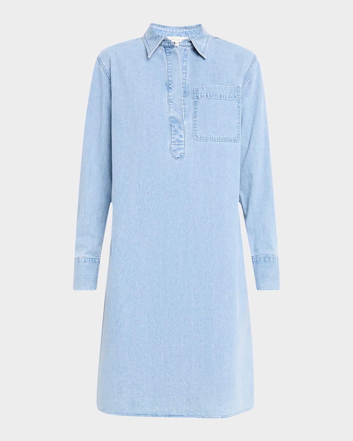 patch pocket denim popover shirtdress