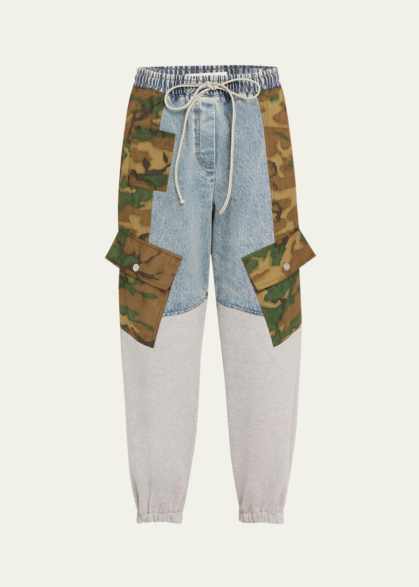 patchwork camo ripstick joggers