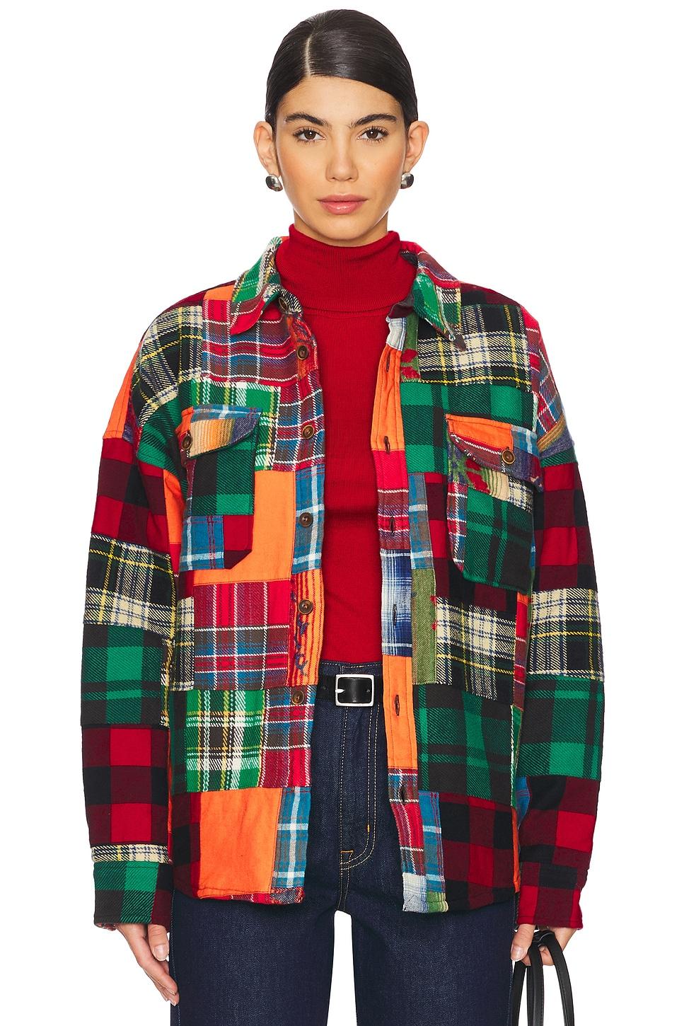 patchwork long sleeve button down