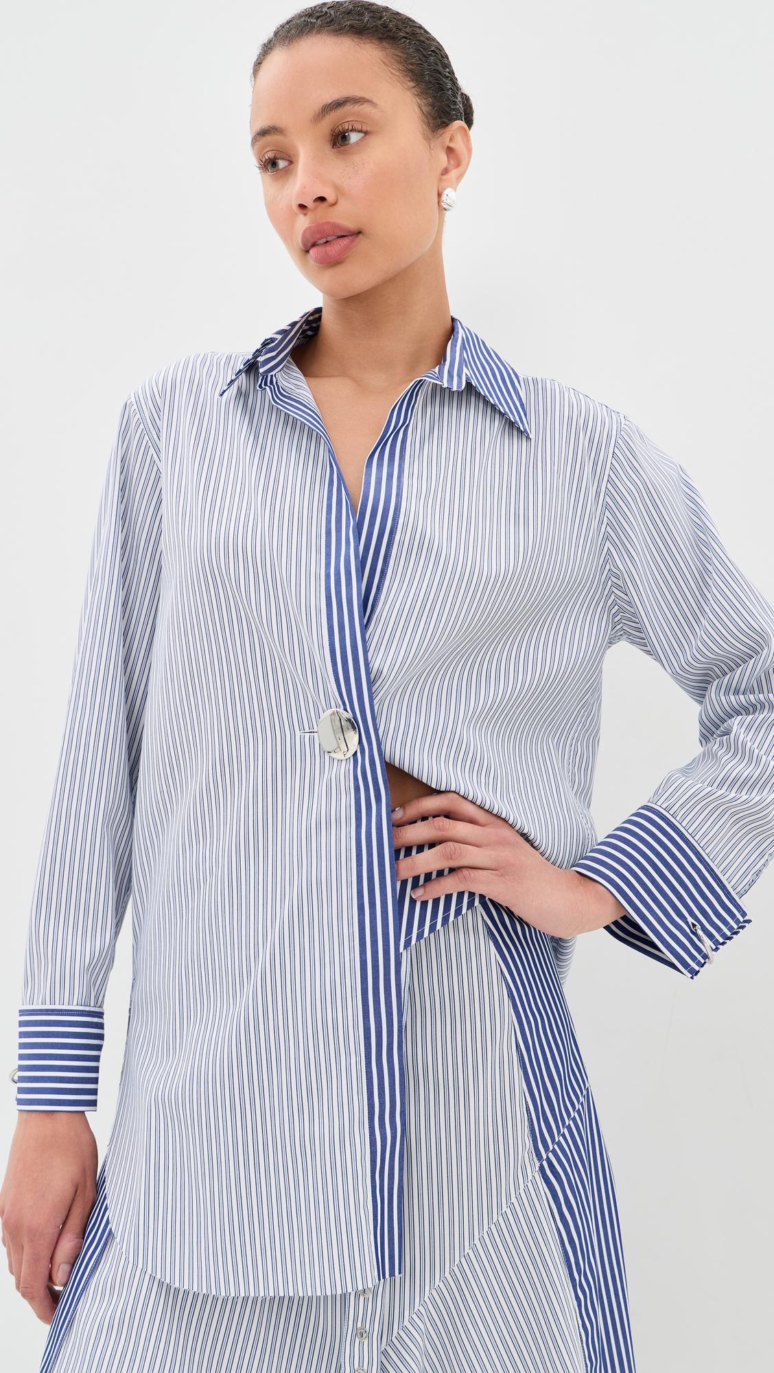 patchwork overlapping front tailored shirt