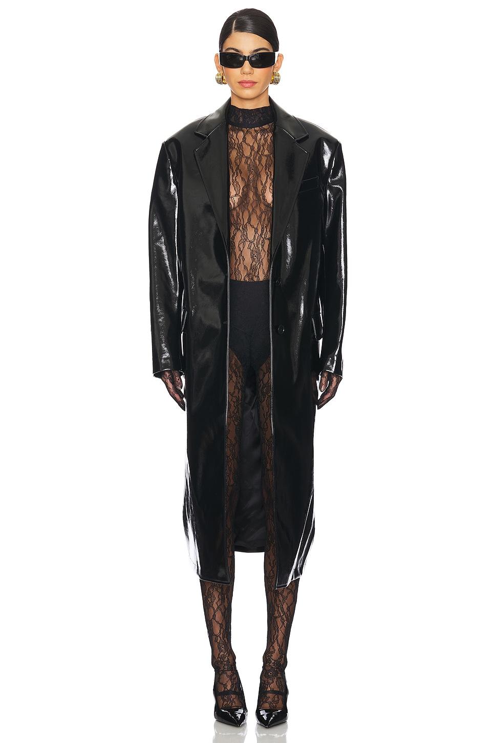 patent faux leather coat