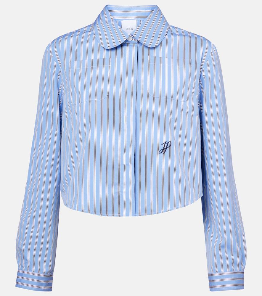 patou bengal stripe cropped poplin shirt