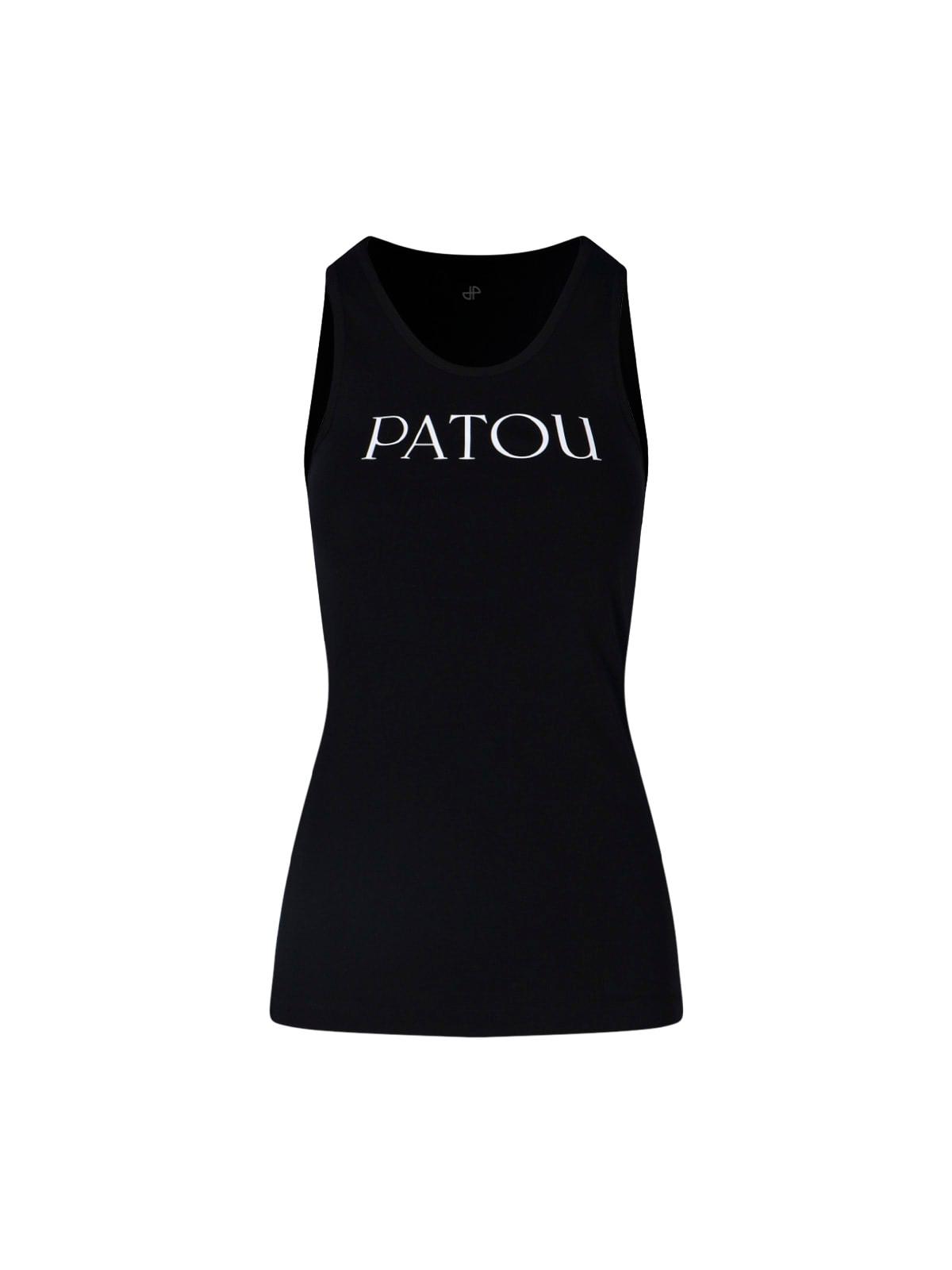patou black cotton tank top