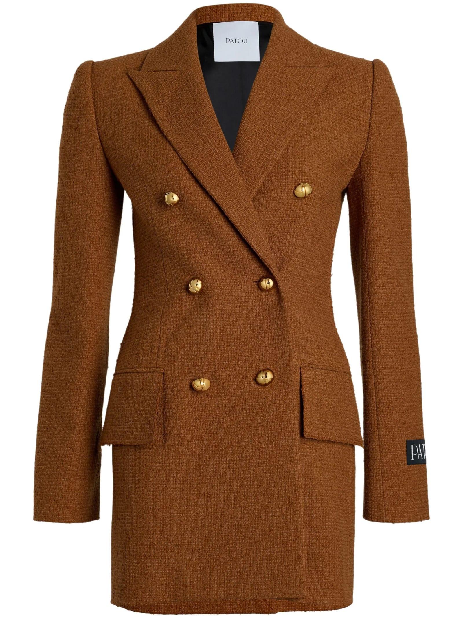 patou brown wool blend blazer