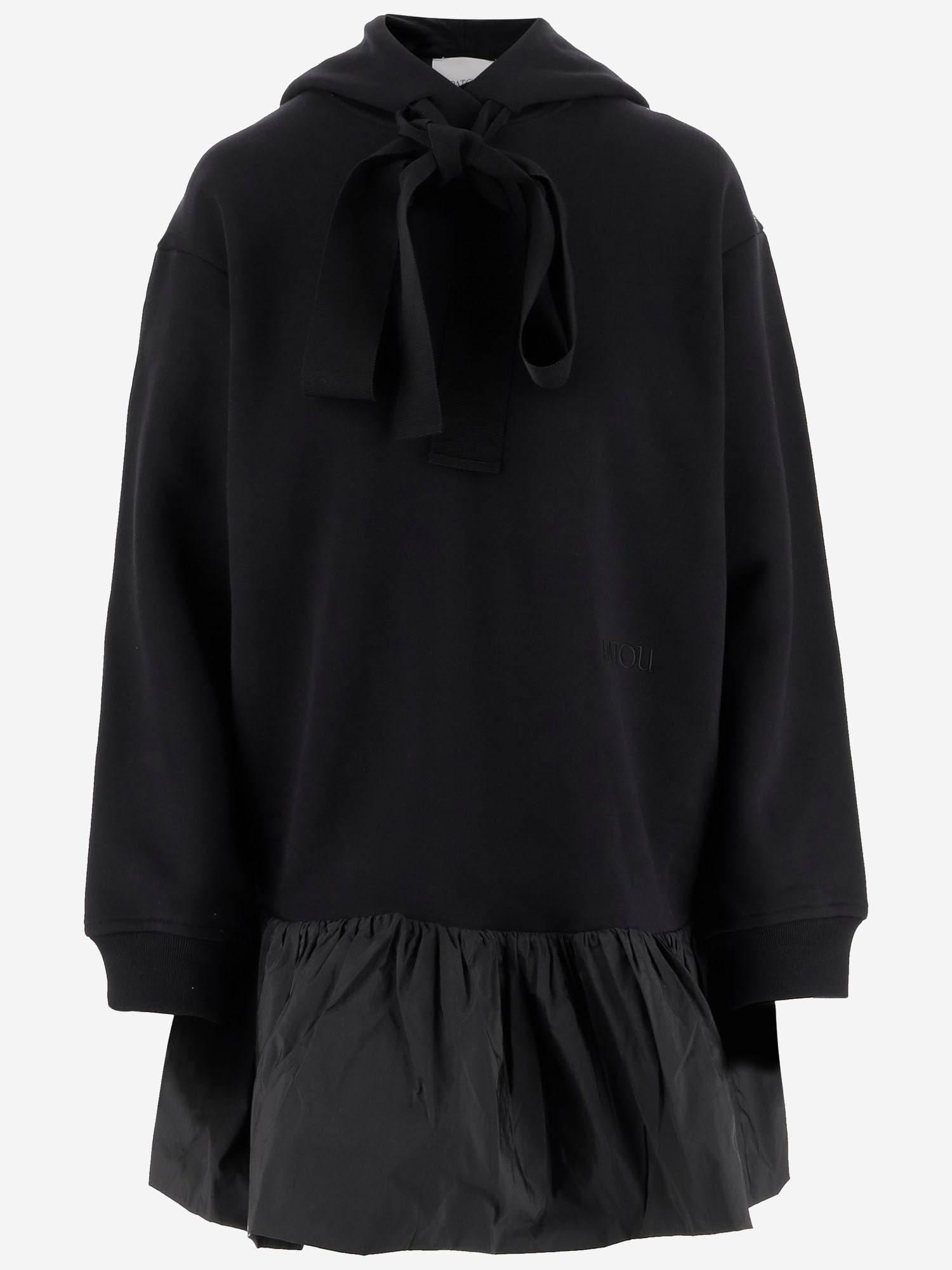 patou cotton hoodie with ruffles and logo