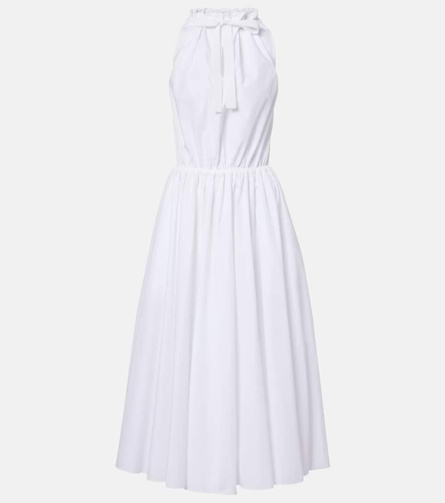 patou gathered cotton midi dress
