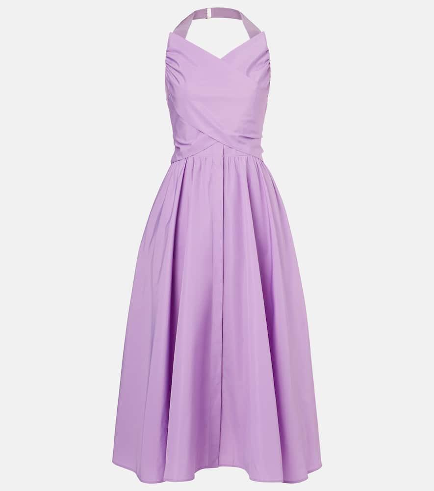 patou gathered faille midi dress
