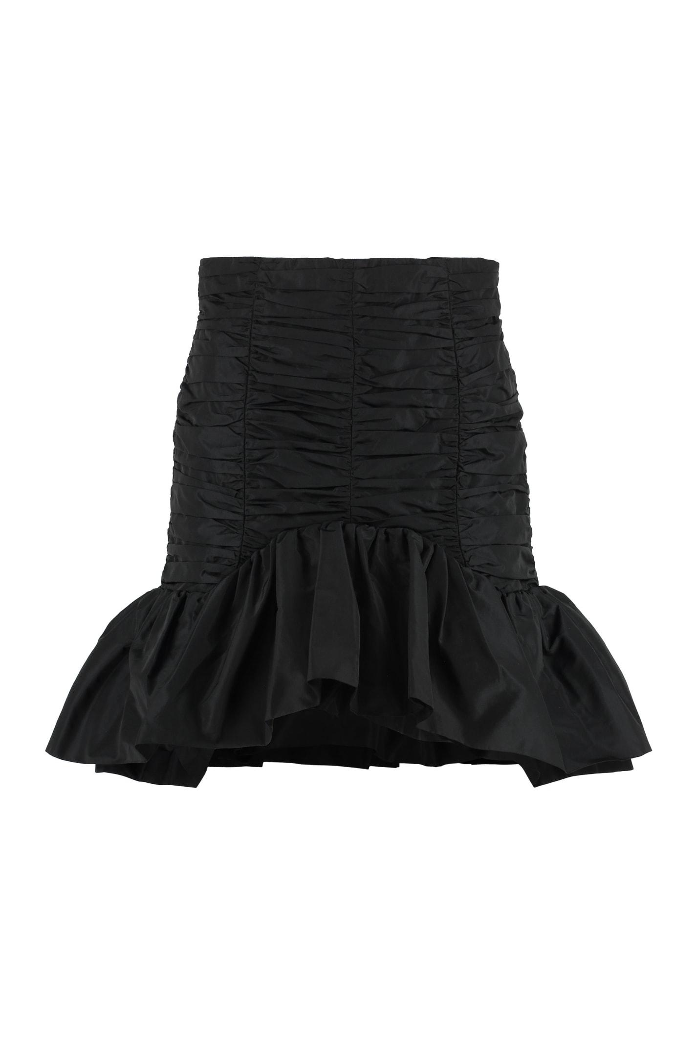 patou gathered techno satin mini skirt