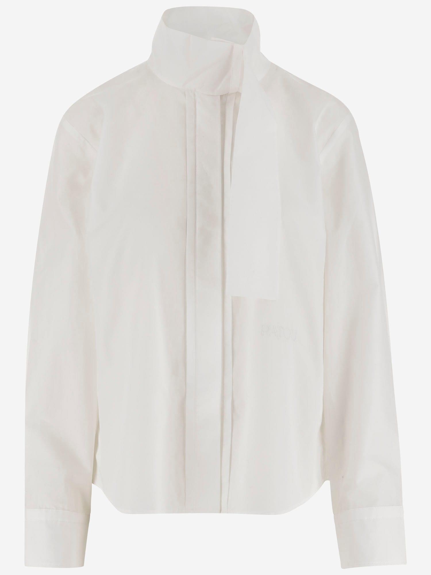 patou high collar cotton ascot shirt