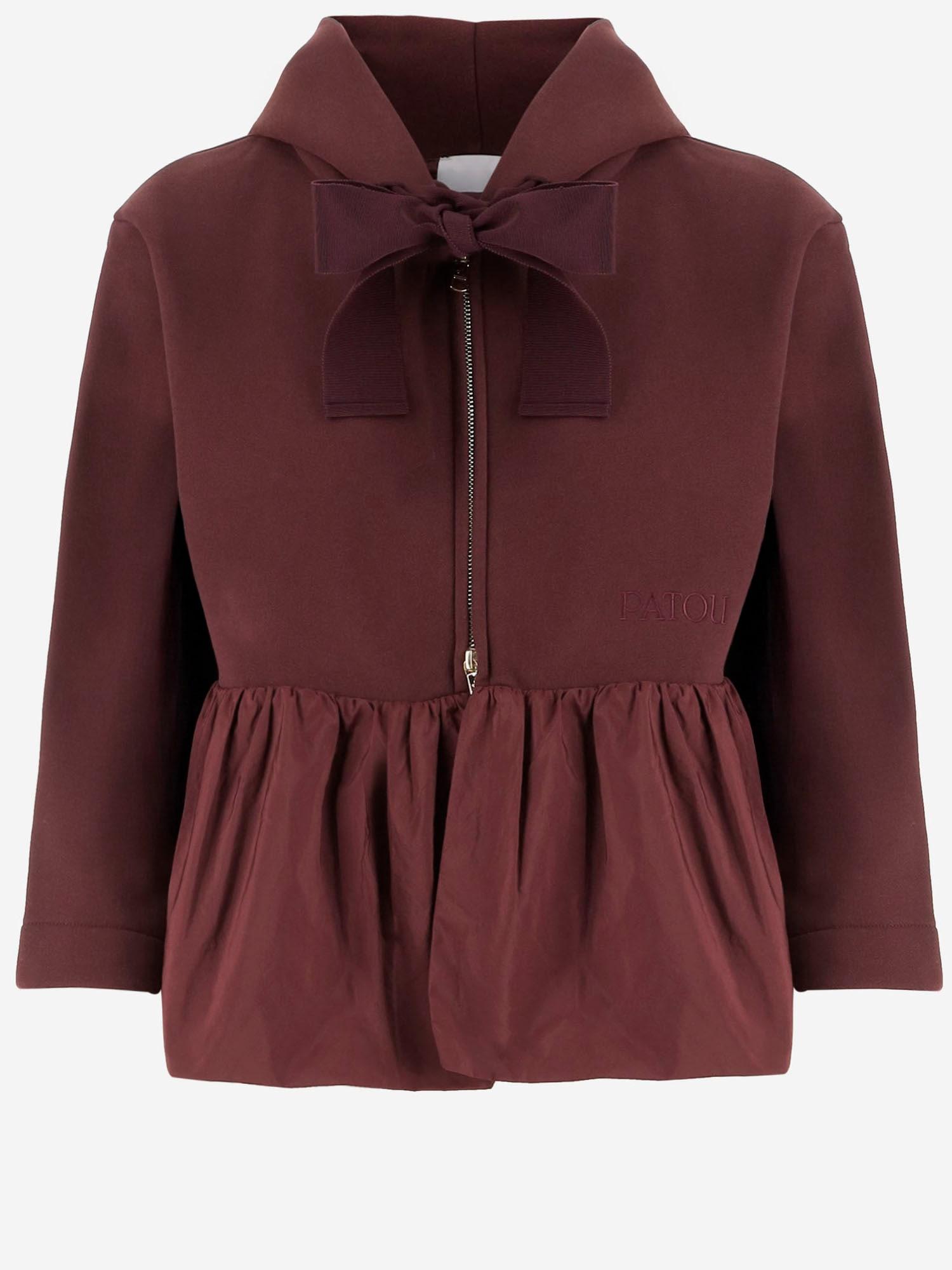 patou hooded sweatshirt with ruffles in organic cotton