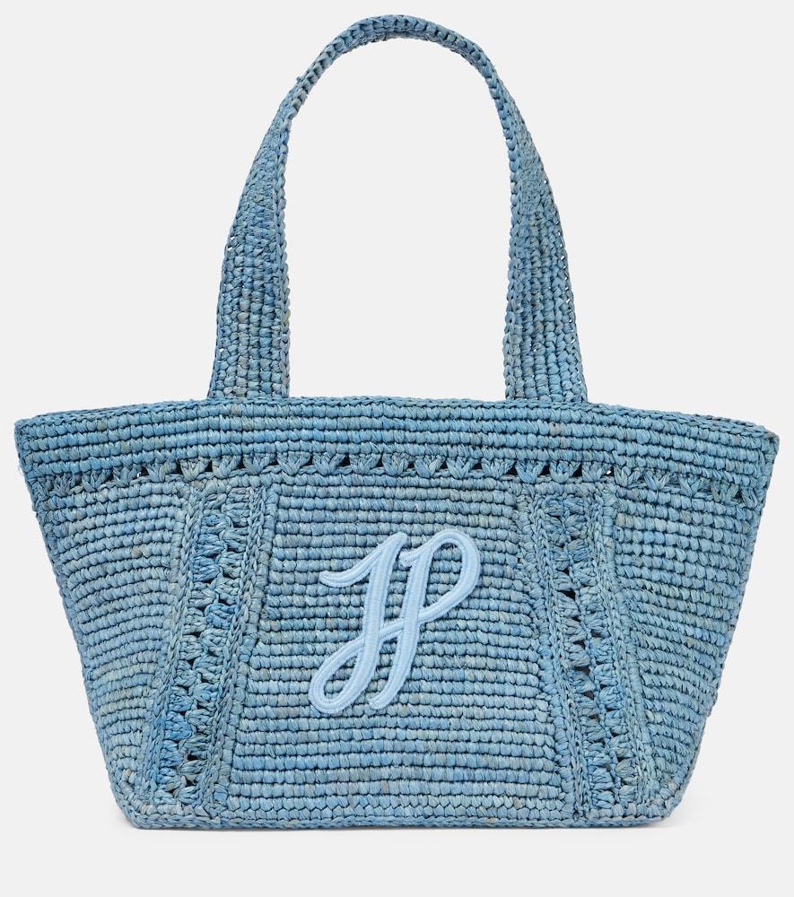 patou jp small raffia tote bag