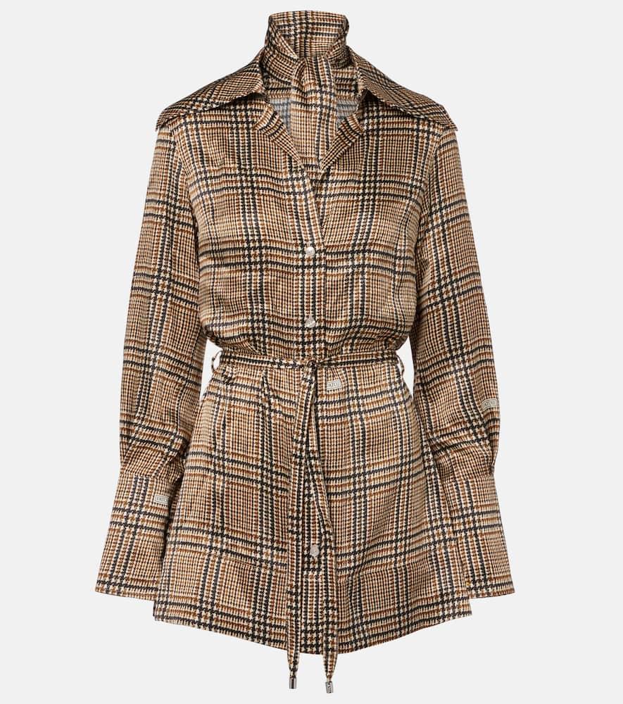 patou prince of wales check silk shirt dress