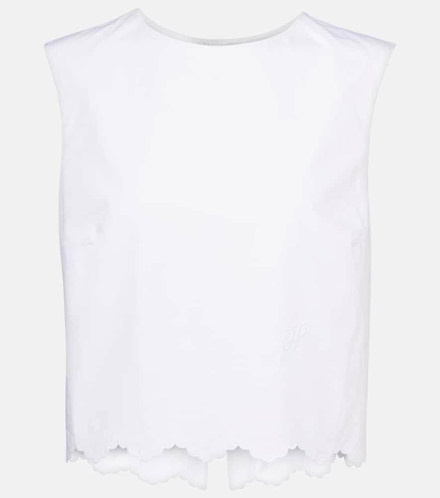 patou scalloped cotton poplin crop top