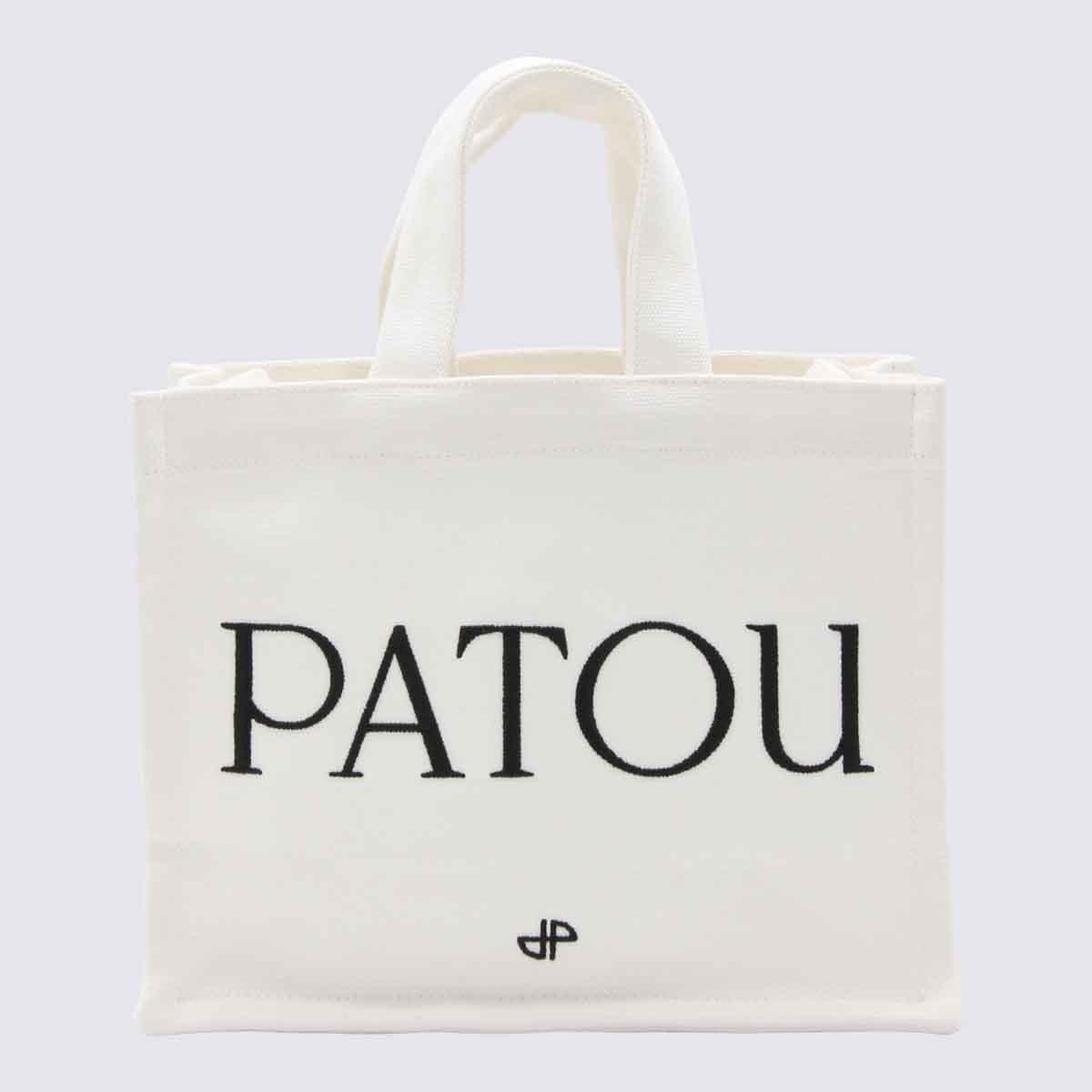 patou white cotton small tote bag