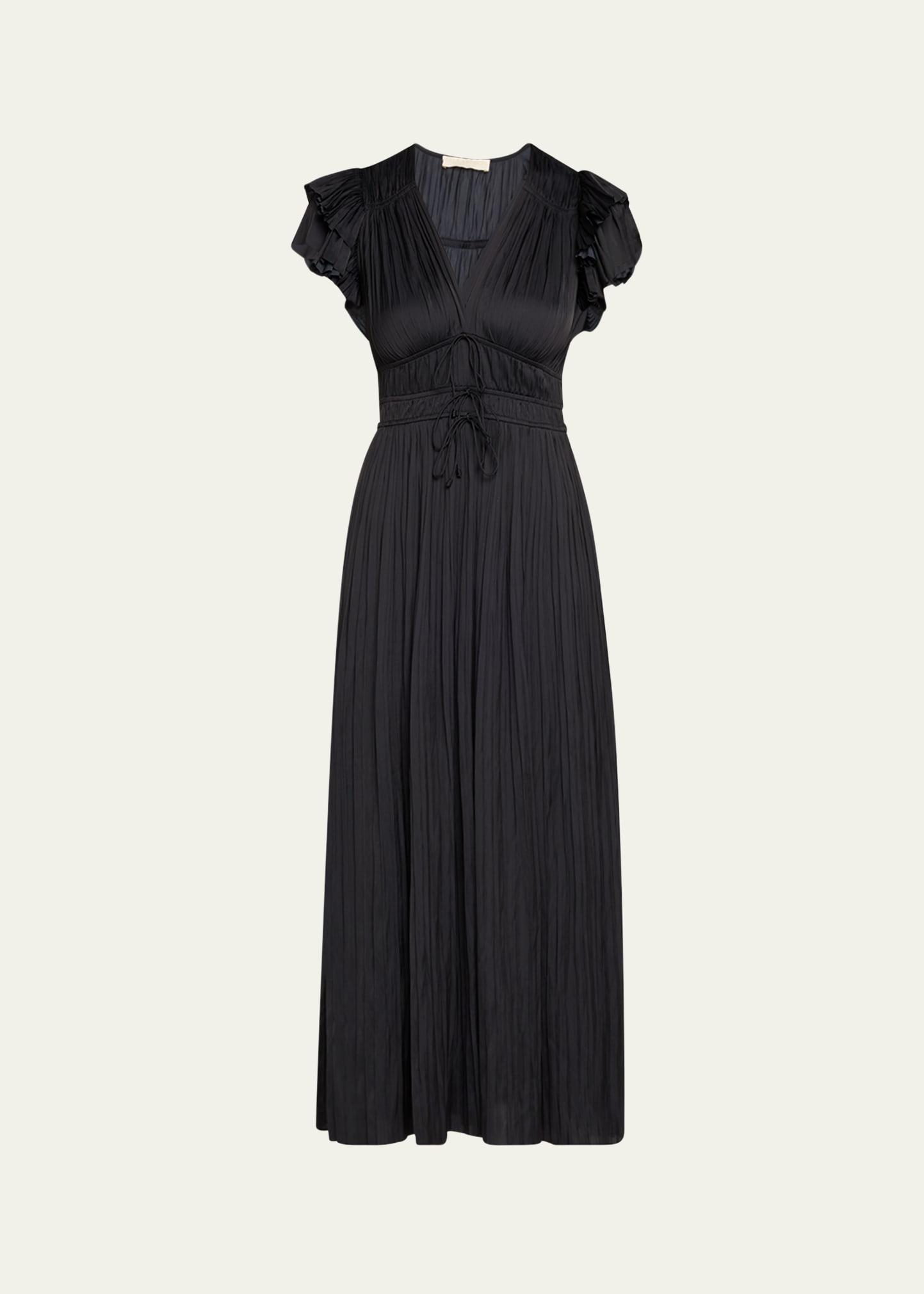patrice flutter-sleeve midi dress