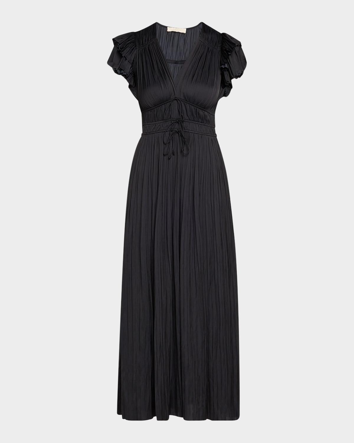 patrice flutter-sleeve midi dress