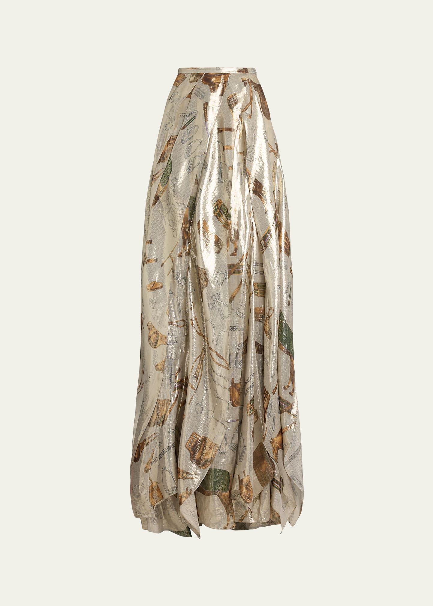 patricia equestrian-print lamé maxi skirt