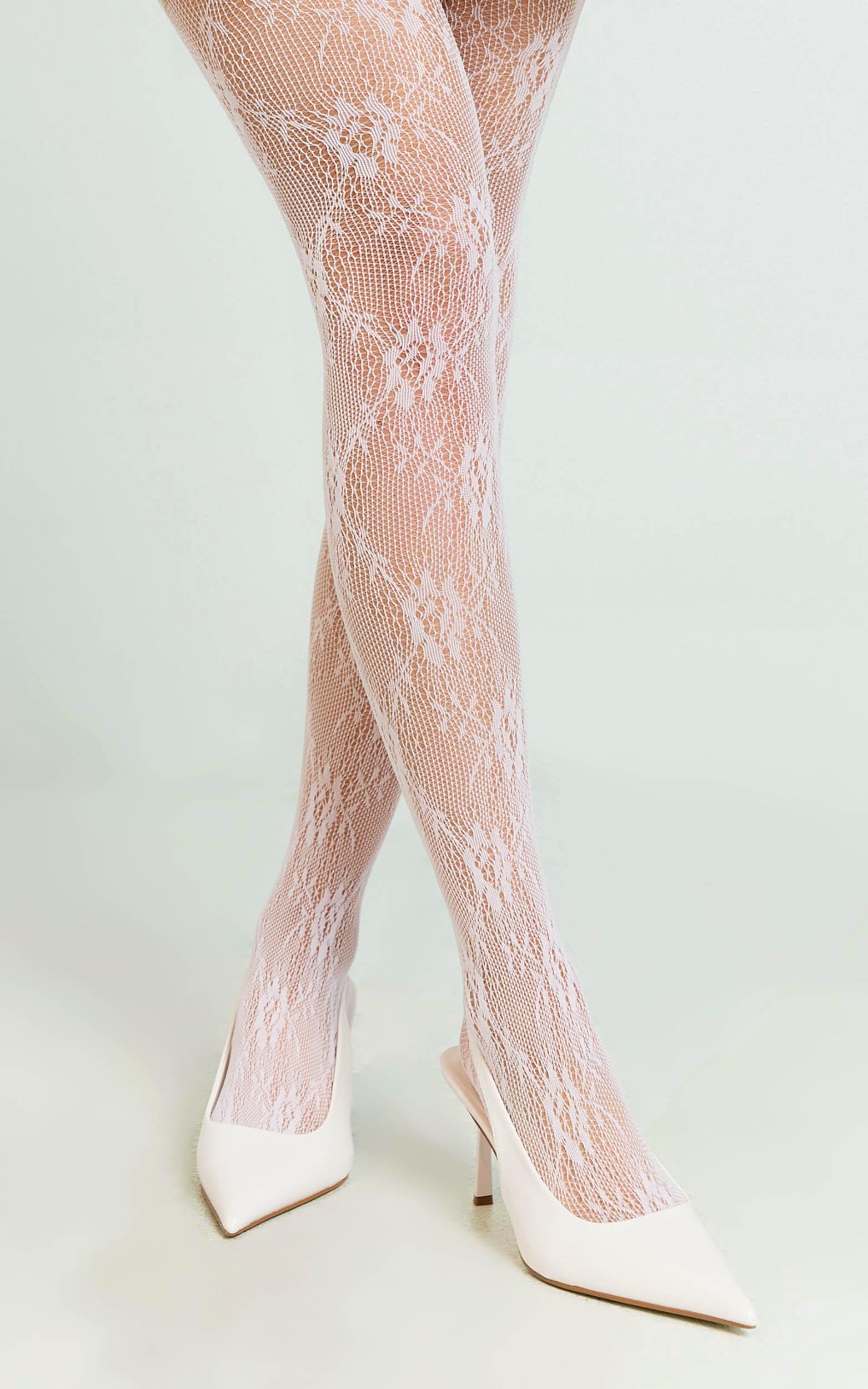 patricia lace tights in white