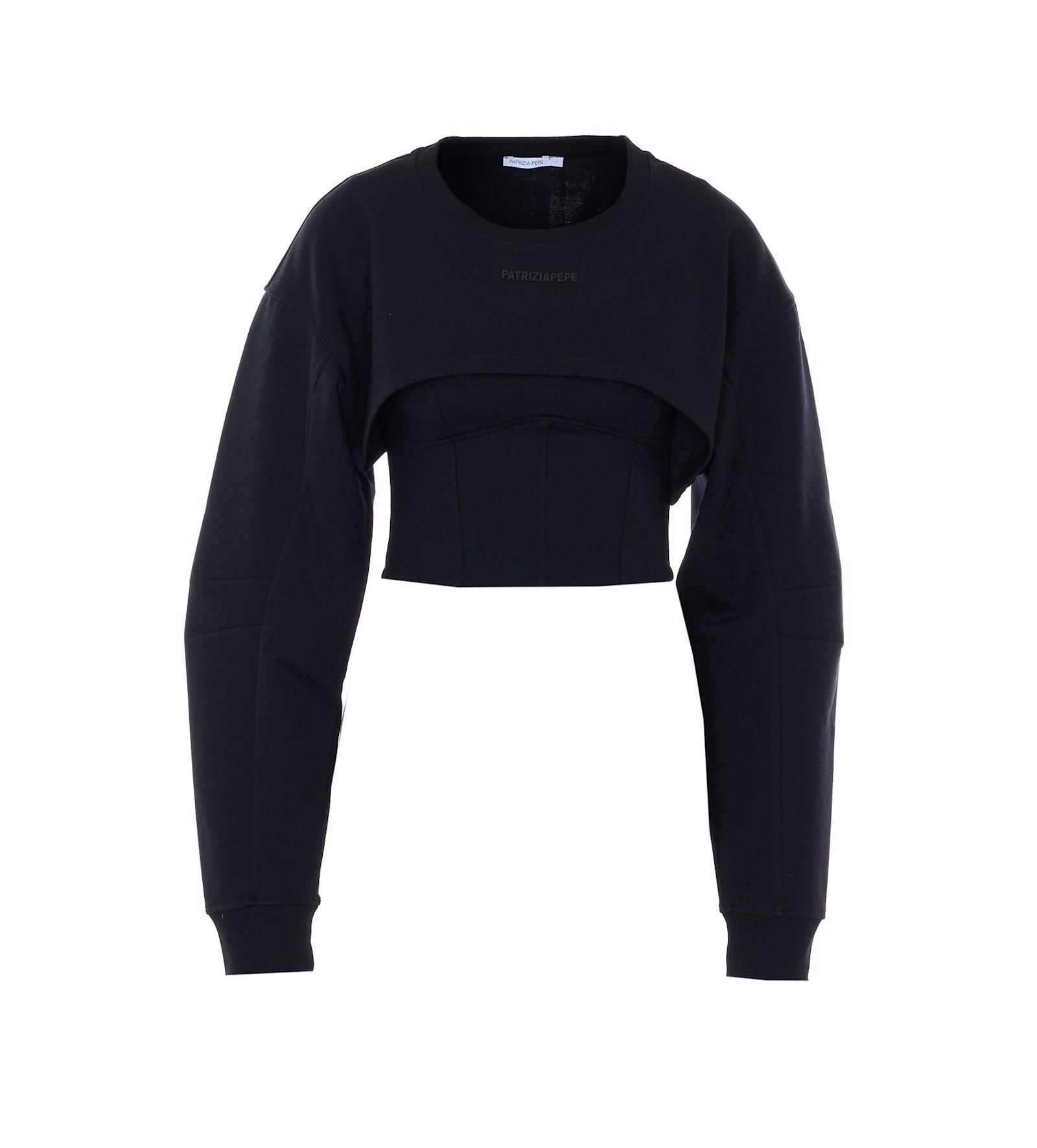 patrizia pepe cropped bustier sweater double layer