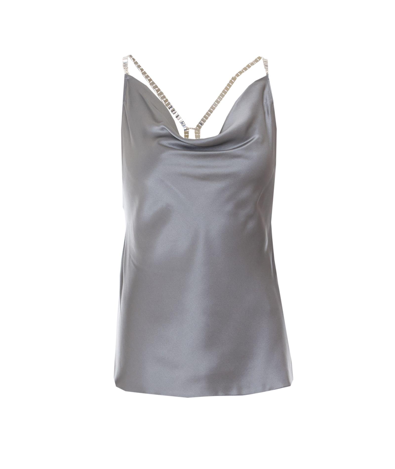 patrizia pepe silk top with jewel detail