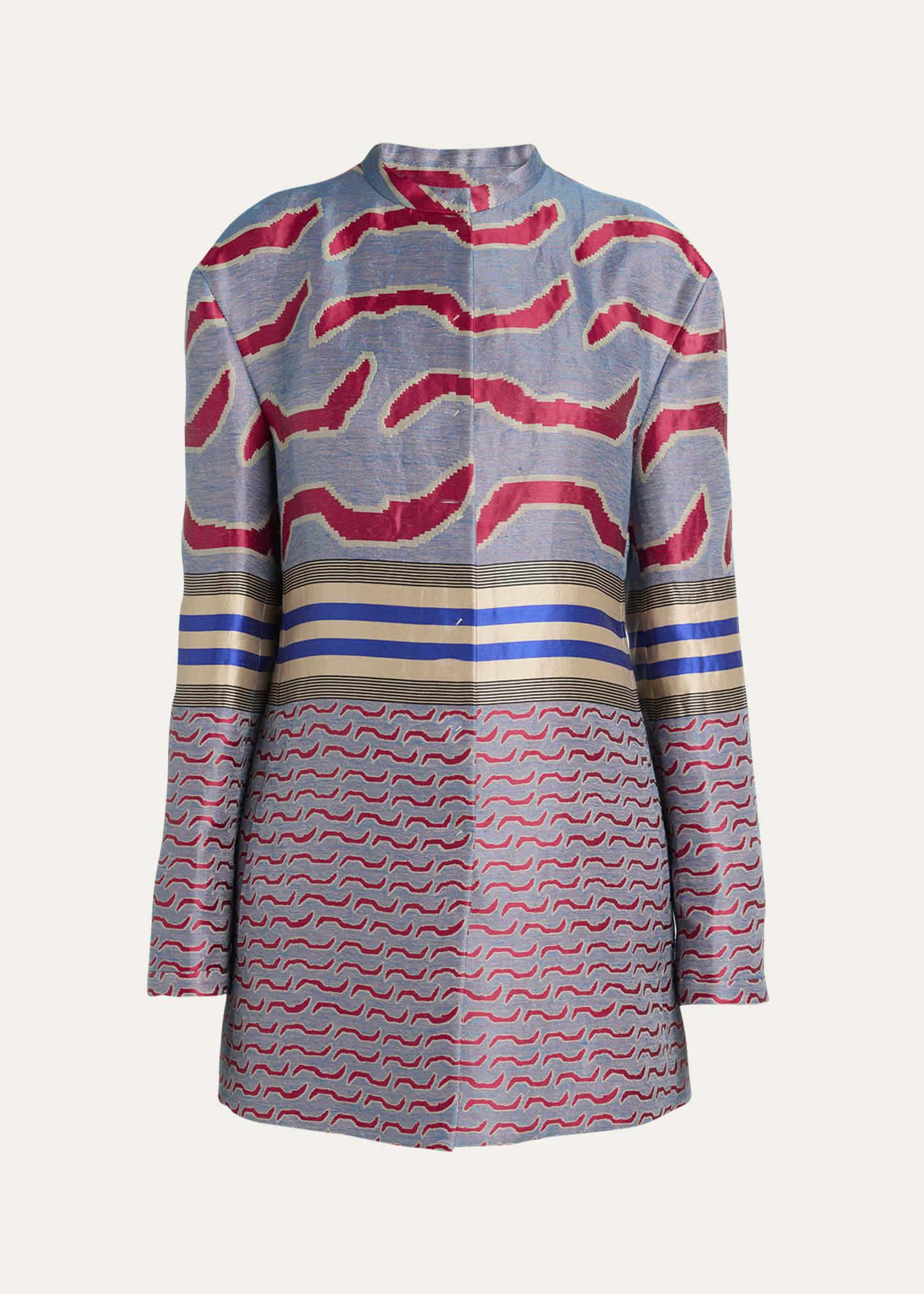 pattern jacquard single-breasted jacket