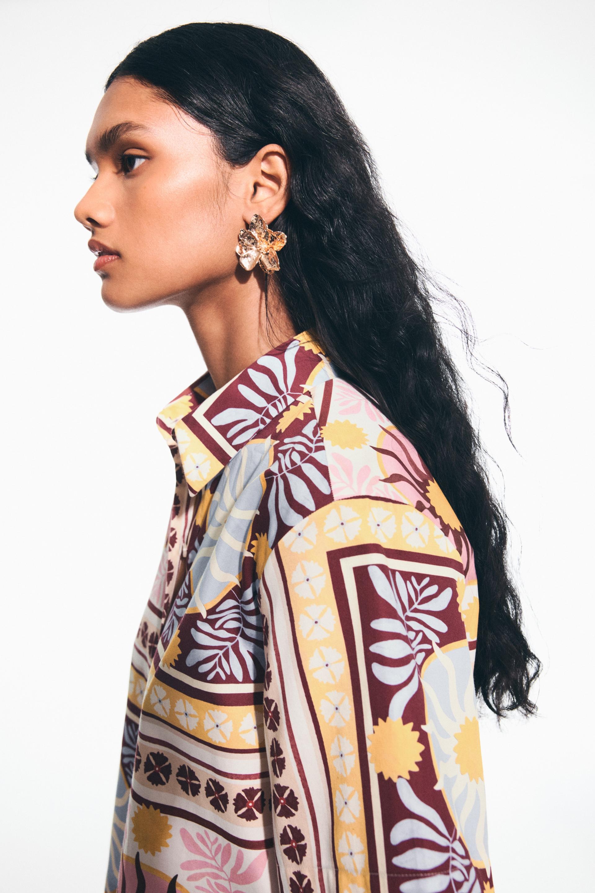 patterned poplin shirt