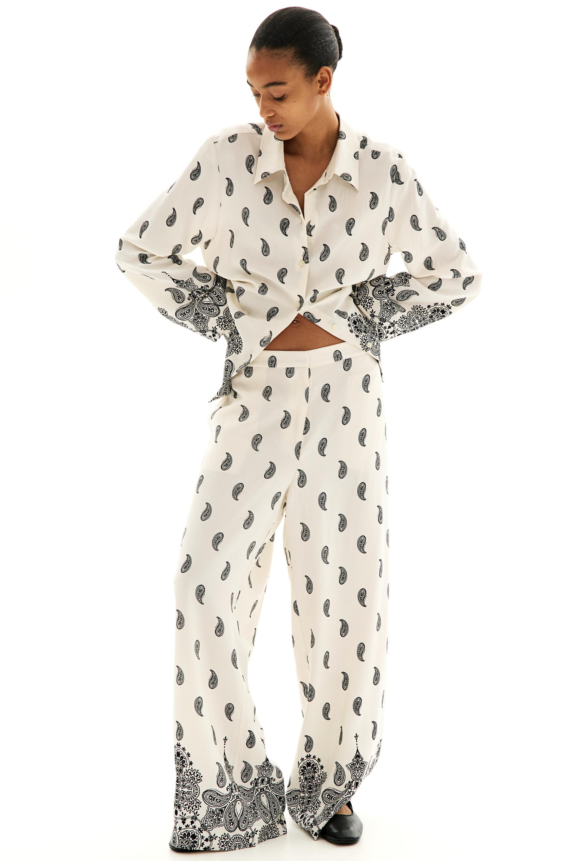 patterned twill pants