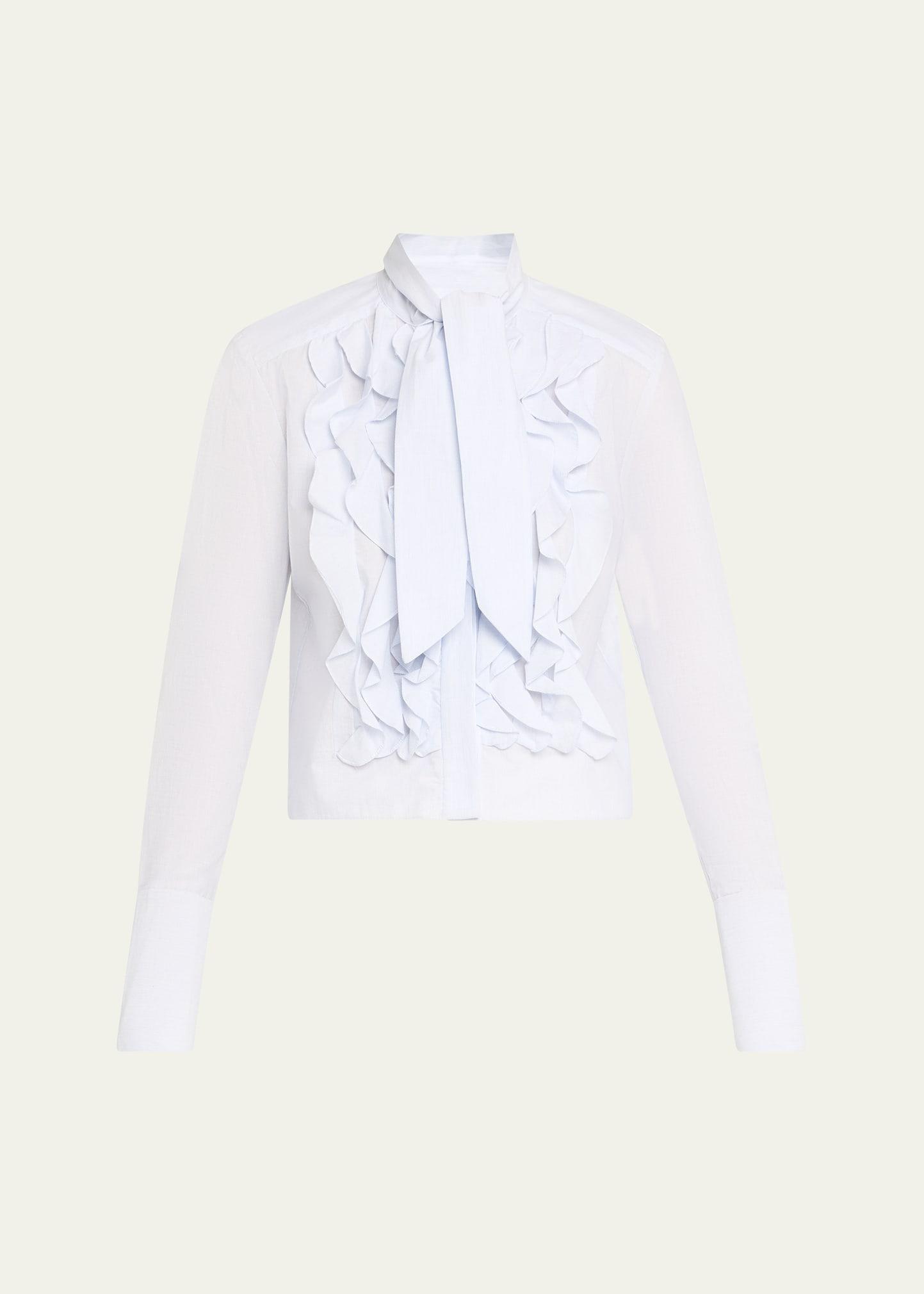 patti crinkled silk cotton voile blouse