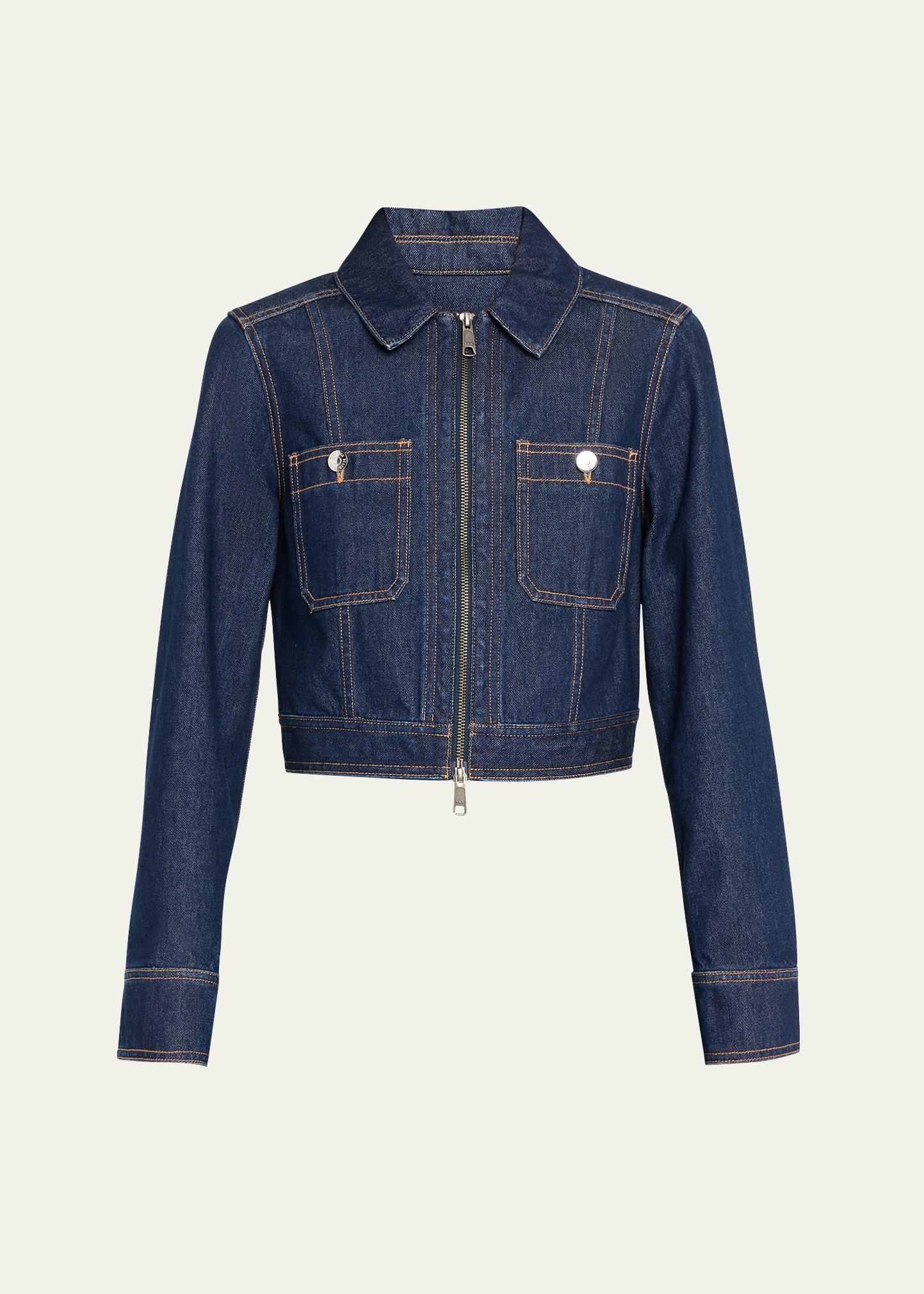 patty fitted zip-front denim jacket