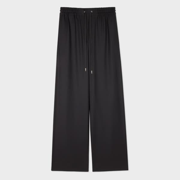 paul smith a suit to travel in - women's black drawstring wide leg pants