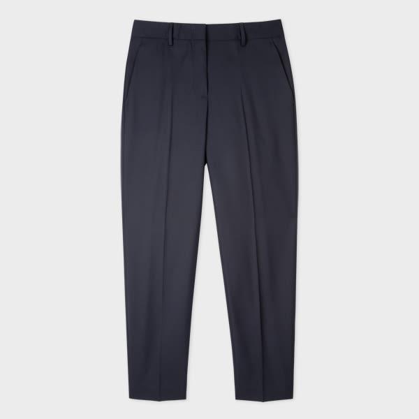 paul smith a suit to travel in - women's navy tapered-fit wool pants blue