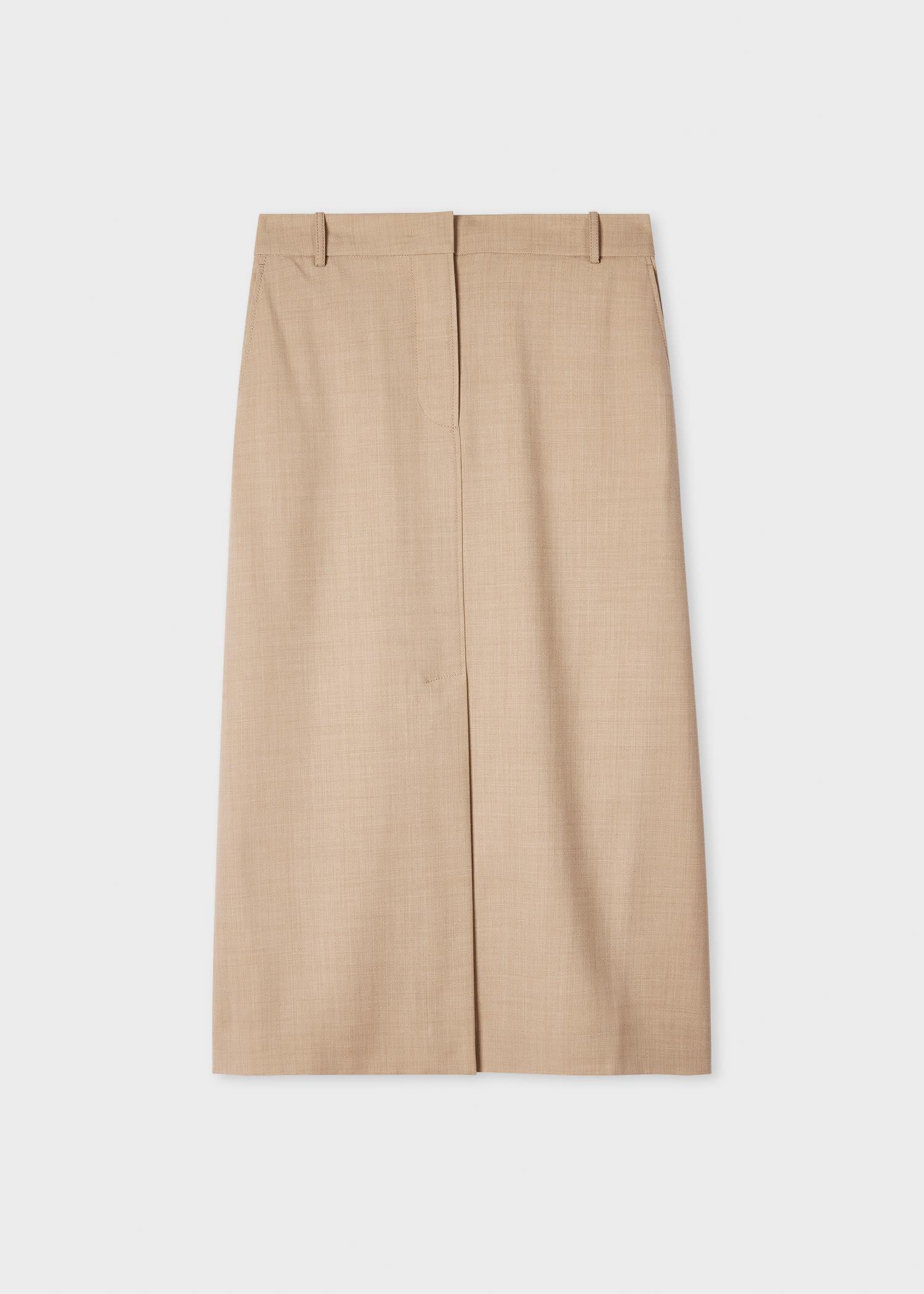 paul smith a suit to travel in - women's stone wool tailored skirt brown