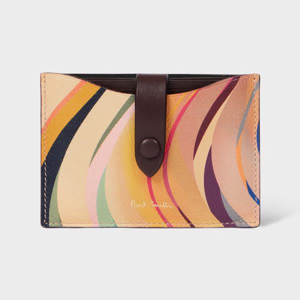 paul smith women's 'dusky swirl' leather pull-out card holder multicolour