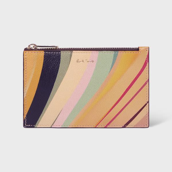 paul smith women's 'dusky swirl' leather small zip-fastening purse multicolour