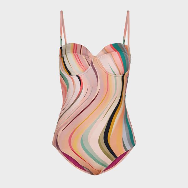 paul smith women's 'dusky swirl' print wrap bandeau swimsuit multicolour