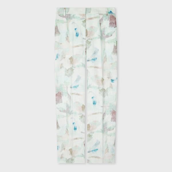 paul smith women's 'floral paint studies' straight leg trousers green