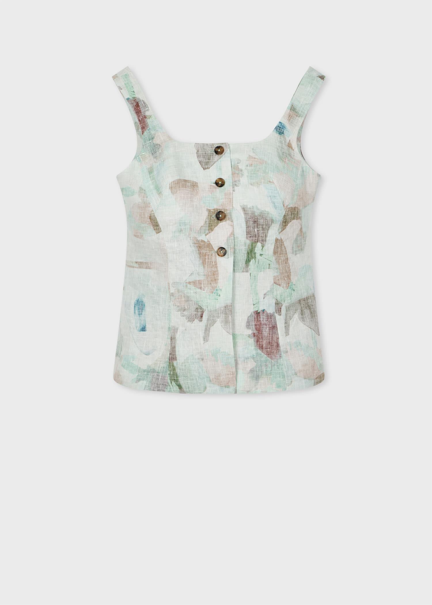 paul smith women's 'floral paint studies' vest top green